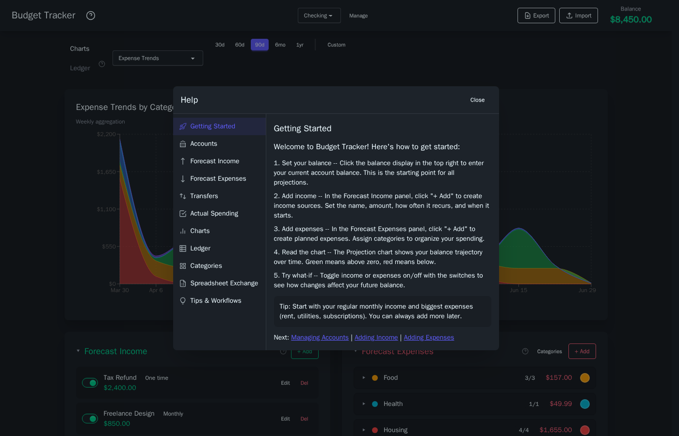 Built-in help system